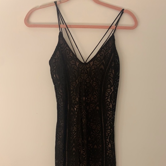 Topshop Strappy Lace Black Dress Sz 4 - Picture 3 of 4